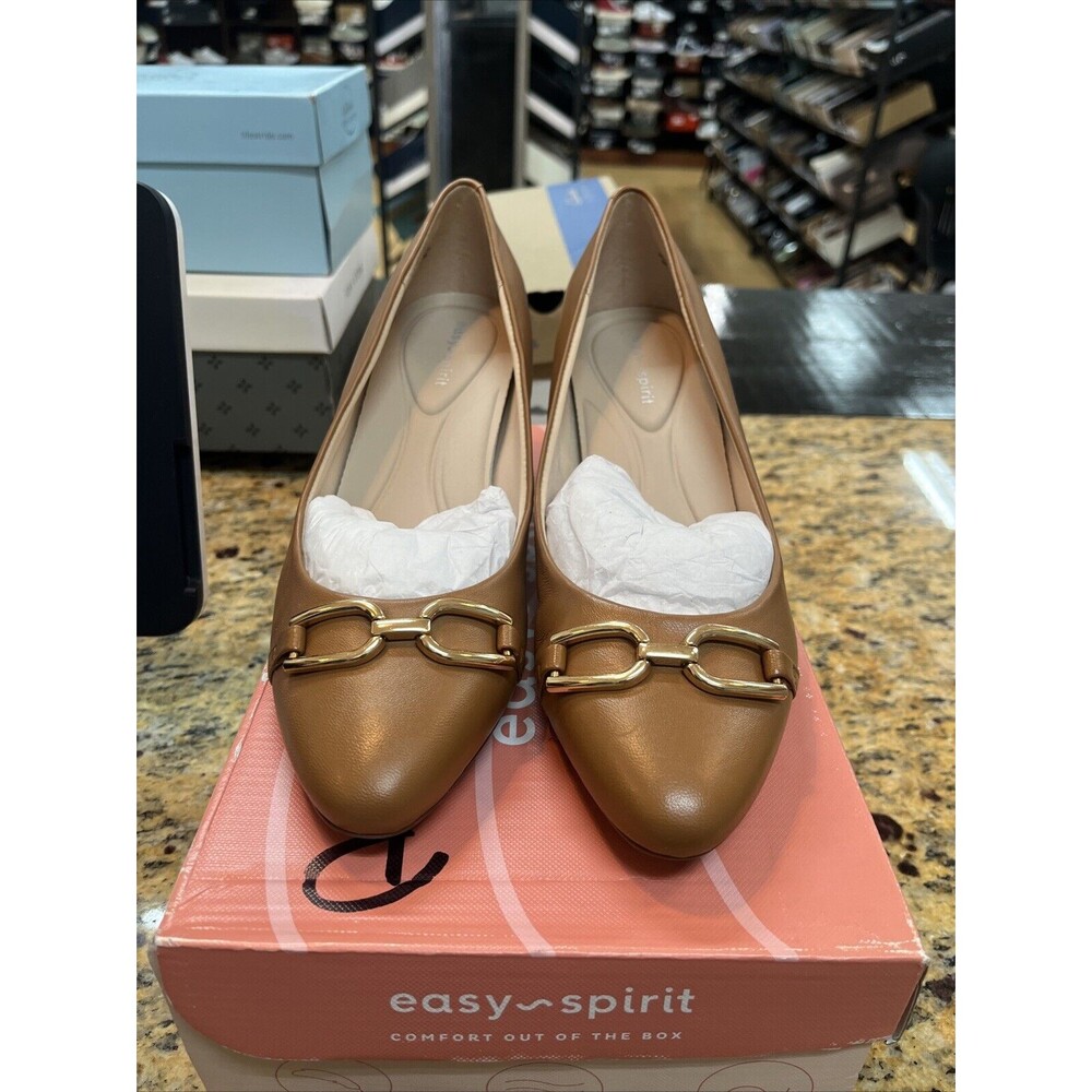 Easy Spirit Carlla Pumps Women's Medium Brown Leather Slip-on Block Size 9W - Picture 5 of 6